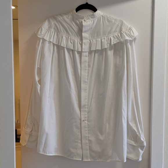 NWT Helmut Lang White Ruffle Shirt - Button-Up Back - Sz L - SOLD OUT - Picture 4 of 9